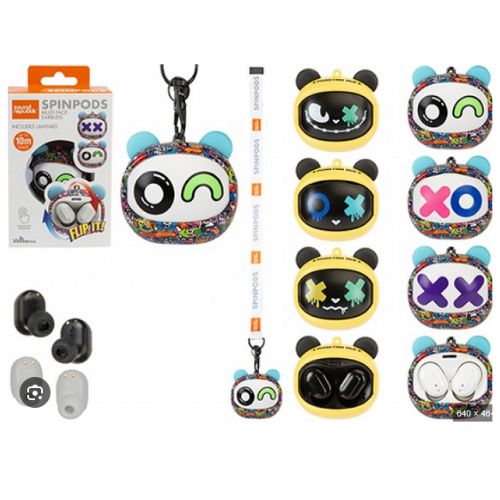 SOUND REPUBLIK Cuffiette Wireless  – Ricaricabili (con cordino e contenitore) 8ass In box ( H x L x P cm)…x12